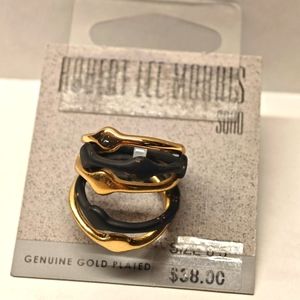 Robert Lee Morris SOHO Two Toned Mixed Stackable Ring Set - Black and Gold, 8.5